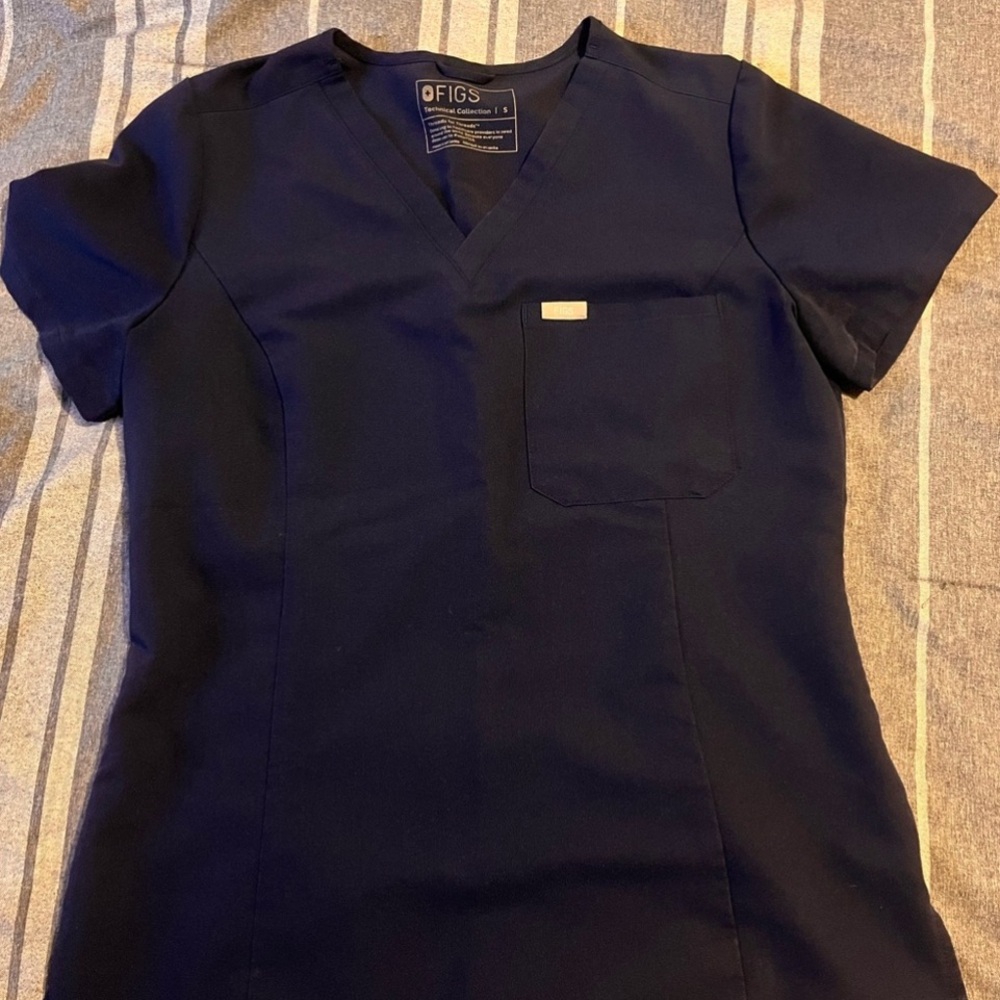 Figs Women's Top - Navy Blue Catarina one pocket slim